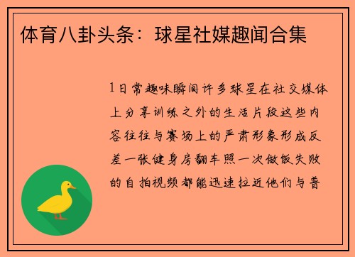 体育八卦头条：球星社媒趣闻合集